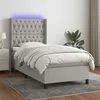 Image de vidaXL Sommier à lattes de lit matelas LED Gris clair 90x200cm Tissu