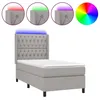 Image de vidaXL Sommier tapissier avec matelas et LED Gris clair 90x200cm Tissu