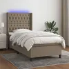 Image de vidaXL Sommier à lattes de lit matelas et LED Taupe 90x200 cm Tissu