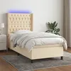 Image de vidaXL Sommier à lattes de lit matelas et LED Crème 100x200 cm Tissu