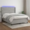 Image de vidaXL Sommier à lattes de lit matelas LED Gris clair 140x190 cm Tissu3138549