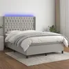 Image de vidaXL Sommier tapissier et matelas et LED Gris clair 140x190 cm Tissu