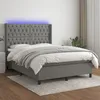 Image de vidaXL Sommier tapissier et matelas et LED Gris foncÃ© 140x190 cm Tissu