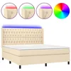 Image de vidaXL Sommier tapissier avec matelas et LED CrÃ¨me 160x200 cm Tissu