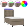 Image de vidaXL Sommier tapissier avec matelas et LED Taupe 80x200cm Tissu