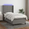 Image de vidaXL Sommier tapissier et matelas et LED Gris foncÃ© 100x200 cm Tissu