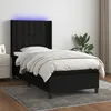 Image de vidaXL Sommier tapissier avec matelas et LED Noir 100x200 cm Tissu