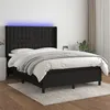Image de vidaXL Sommier à lattes de lit matelas et LED Noir 140x190 cm Tissu