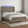 Image de vidaXL Sommier à lattes de lit matelas et LED Taupe 140x200 cm Tissu