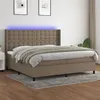 Image de vidaXL Sommier à lattes de lit matelas et LED Taupe 200x200 cm Tissu