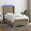 Image de vidaXL Sommier à lattes de lit matelas et LED Taupe 90x200 cm Tissu