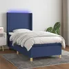Image de vidaXL Sommier à lattes de lit matelas et LED Bleu 100x200 cm Tissu