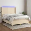 Image de vidaXL Sommier à lattes de lit matelas et LED Crème 140x190 cm Tissu