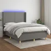 Image de vidaXL Vidaxl Sommier Tapissier Et Matelas Et Led Gris Foncé 140x200 Cm Tissu