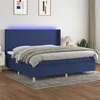 Image de vidaXL Sommier à lattes de lit matelas et LED Bleu 200x200 cm Tissu