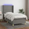 Image de vidaXL Sommier tapissier et matelas et LED Gris foncÃ© 100x200 cm Tissu
