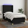 Image de vidaXL Sommier tapissier avec matelas et LED Noir 100x200 cm Tissu
