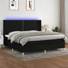 Image de vidaXL Sommier à lattes de lit matelas et LED Noir 200x200 cm Tissu