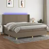 Image de vidaXL Sommier à lattes de lit matelas et LED Taupe 200x200 cm Tissu