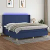 Image de vidaXL Sommier à lattes de lit matelas et LED Bleu 200x200 cm Tissu