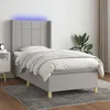 Image de vidaXL Sommier tapissier matelas et LED Gris clair 100x200 cm Tissu