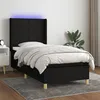 Image de vidaXL Sommier à lattes de lit matelas et LED Noir 100x200 cm Tissu