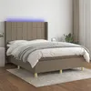 Image de vidaXL Sommier à lattes de lit matelas et LED Taupe 140x190 cm Tissu