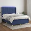 Image de vidaXL Sommier à lattes de lit matelas et LED Bleu 140x200 cm Tissu