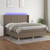 Image de vidaXL Sommier à lattes de lit matelas et LED Taupe 160x200 cm Tissu