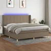 Image de vidaXL Sommier à lattes de lit matelas et LED Taupe 200x200 cm Tissu