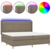 Image de vidaXL Sommier tapissier et matelas et LED Taupe 200x200 cm Tissu