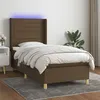 Image de vidaXL Sommier à lattes de lit matelas LED Marron foncé 80x200cm Tissu