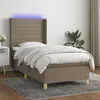 Image de vidaXL Sommier à lattes de lit matelas et LED Taupe 80x200cm Tissu