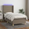 Image de vidaXL Sommier à lattes de lit matelas et LED Taupe 90x200 cm Tissu