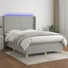 Image de vidaXL Sommier à lattes de lit matelas LED Gris clair 140x190 cm Tissu3138949