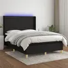 Image de vidaXL Sommier à lattes de lit matelas et LED Noir 140x190 cm Tissu