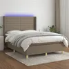 Image de vidaXL Sommier à lattes de lit matelas et LED Taupe 140x200 cm Tissu3138961