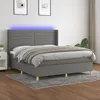 Image de vidaXL Sommier tapissier et matelas et LED Gris foncÃ© 180x200 cm Tissu