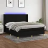 Image de vidaXL Sommier à lattes de lit matelas et LED Noir 180x200 cm Tissu
