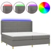 Image de vidaXL Sommier tapissier et matelas et LED Gris foncÃ© 200x200 cm Tissu