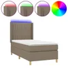Image de vidaXL Sommier tapissier avec matelas et LED Taupe 80x200cm Tissu
