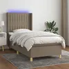 Image de vidaXL Sommier à lattes de lit matelas et LED Taupe 90x200 cm Tissu