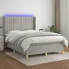 Image de vidaXL Sommier à lattes de lit matelas LED Gris clair 140x190 cm Tissu