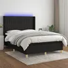 Image de vidaXL Sommier à lattes de lit matelas et LED Noir 140x190 cm Tissu