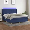 Image de vidaXL Sommier à lattes de lit matelas et LED Bleu 180x200 cm Tissu