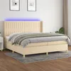 Image de vidaXL Sommier à lattes de lit matelas et LED Crème 200x200 cm Tissu