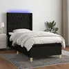 Image de vidaXL Sommier à lattes de lit matelas et LED Noir 90x200 cm Tissu
