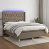 Image de vidaXL Sommier à lattes de lit matelas et LED Taupe 140x200 cm Tissu