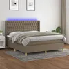 Image de vidaXL Sommier à lattes de lit matelas et LED Taupe 160x200 cm Tissu