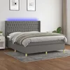 Image de vidaXL Sommier tapissier et matelas et LED Gris foncÃ© 180x200 cm Tissu